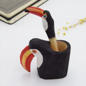 wooden toucan pen holder