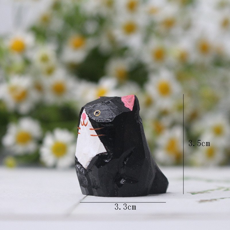 wooden black cat sculpture