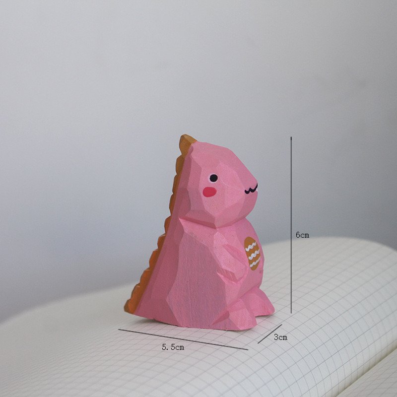 wooden pink dinosaur sculpture