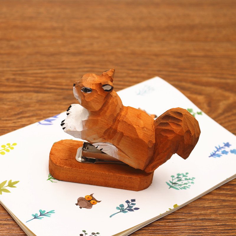 wooden squirrel stapler