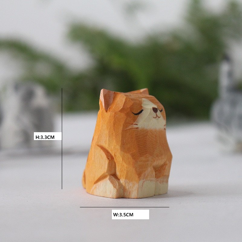 wooden yellow cat sculpture