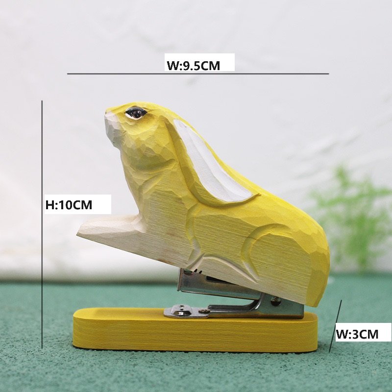 wooden yellow rabbit stapler